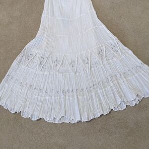 White Maxi Skirt with Sequin Details